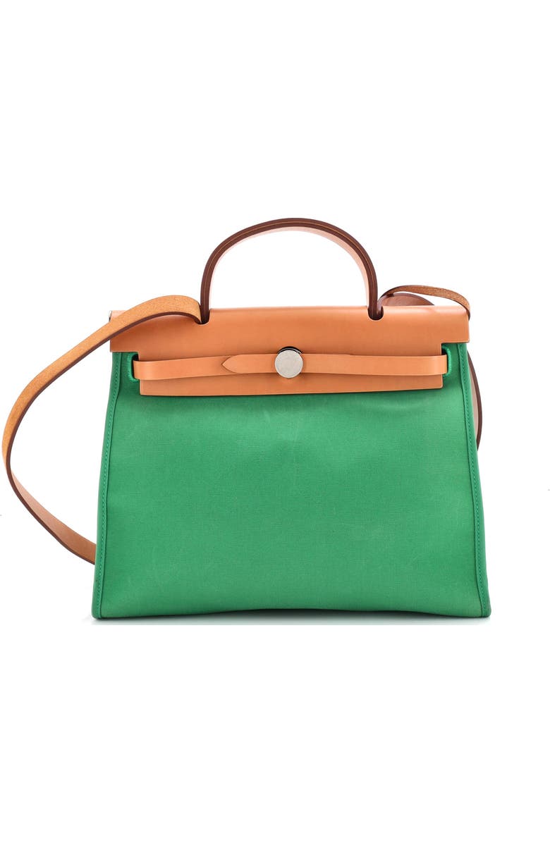 Pre-Owned Hermes Herbag Zip Leather and Toile 31, Main, color, Cactus