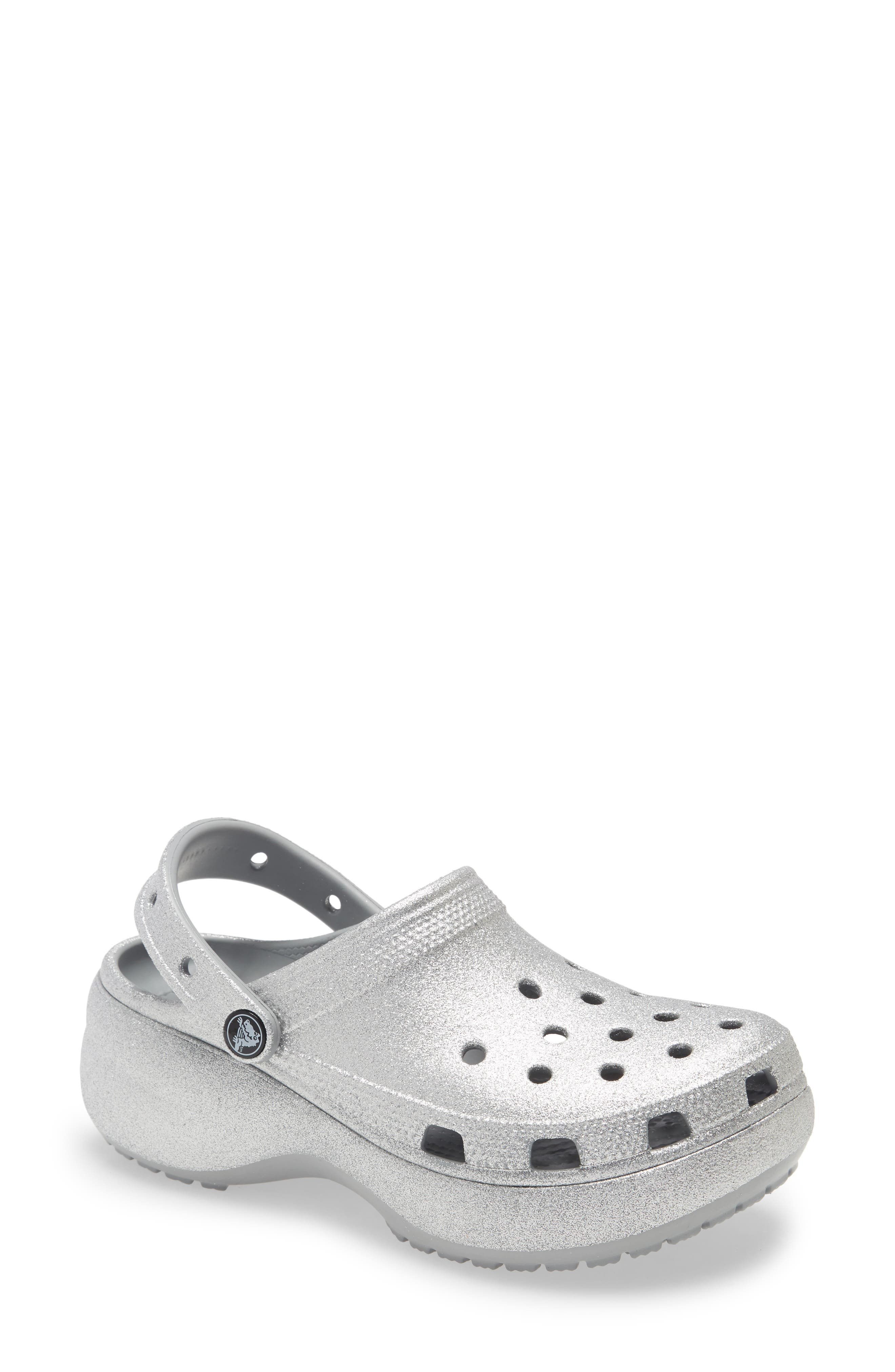 CROCS Classic Glitter Waterproof Platform Clog, Main, color, 