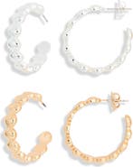 Leith Set of 2 Textured Hoop Earrings