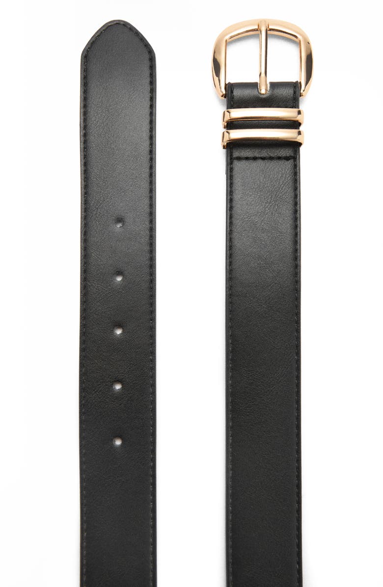 MANGO Faux Leather Belt, Alternate, color, Black