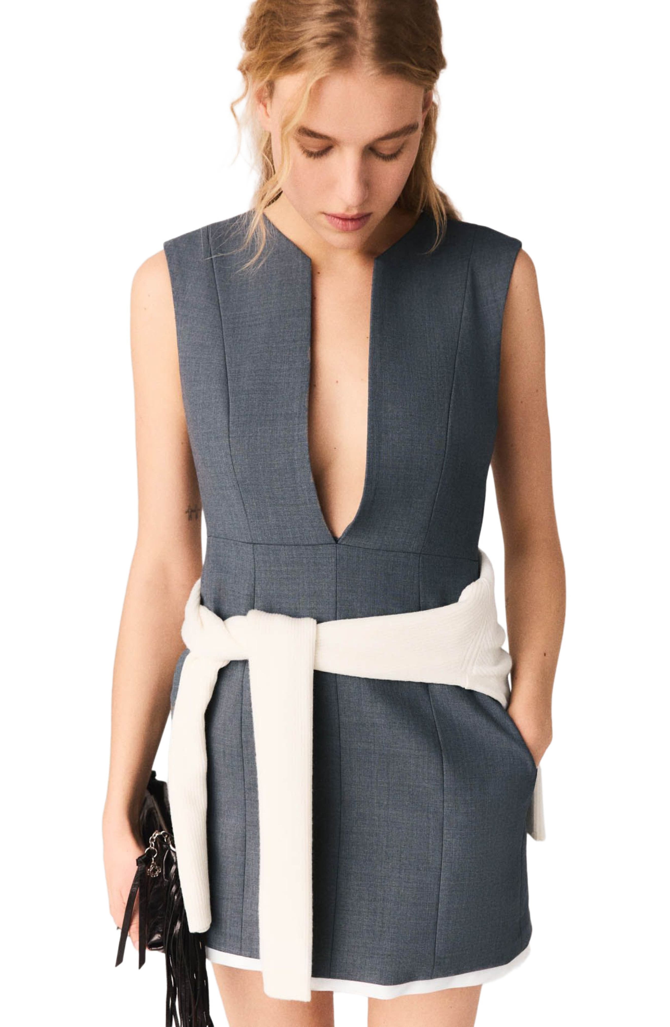 Layered-effect tailored dress