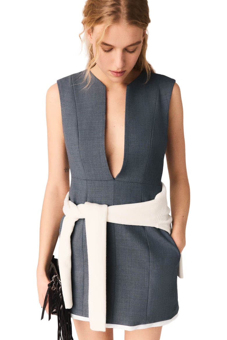 Layered-effect tailored dress, Main, color, Grey