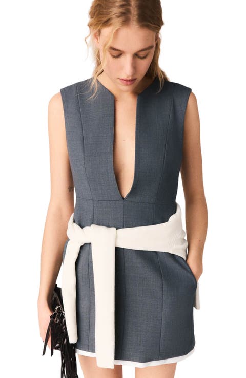 Layered-effect tailored dress