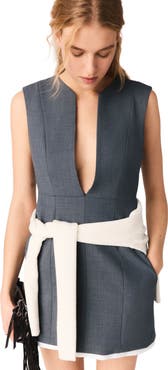 maje Layered-effect tailored dress