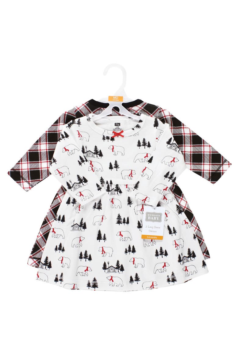 2Pk Long Sleeve Dress, Alternate, color, Winter Bear