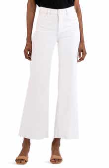 KUT from the Kloth Meg Fab Ab High Waist Raw Hem Ankle Wide Leg Jeans