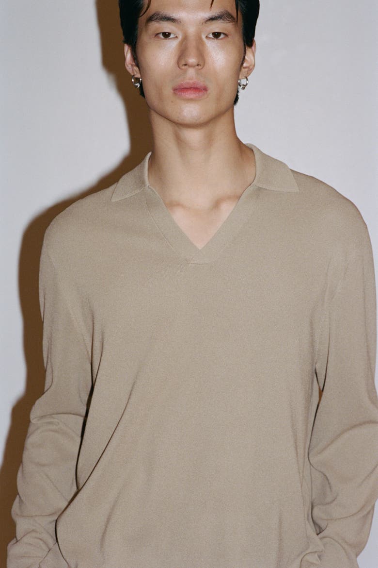 Cooling Regular-fit Knit Polo Shirt, Alternate, color, Beige