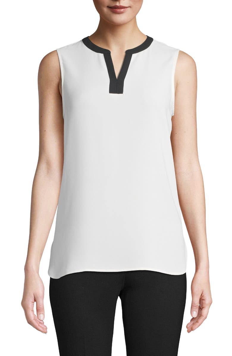 Anne Klein Split Neck Sleeveless Top, Main, color, 