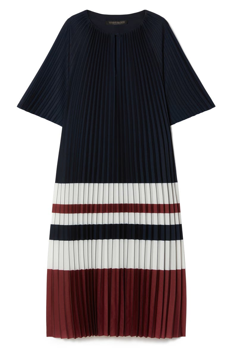 Calibri Colorblock Pleated Crêpe de Chine Dress, Alternate, color, CHERRY