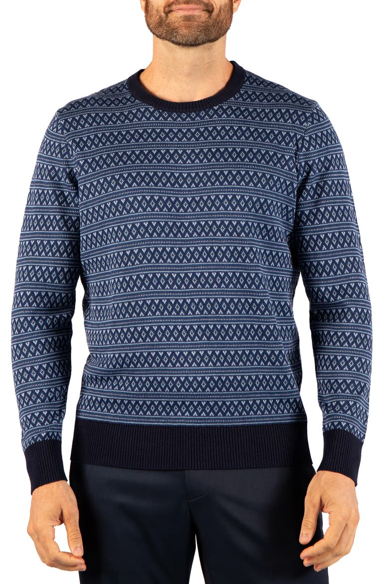 Fair Isle Crewneck Sweater, Main, color, DENIM