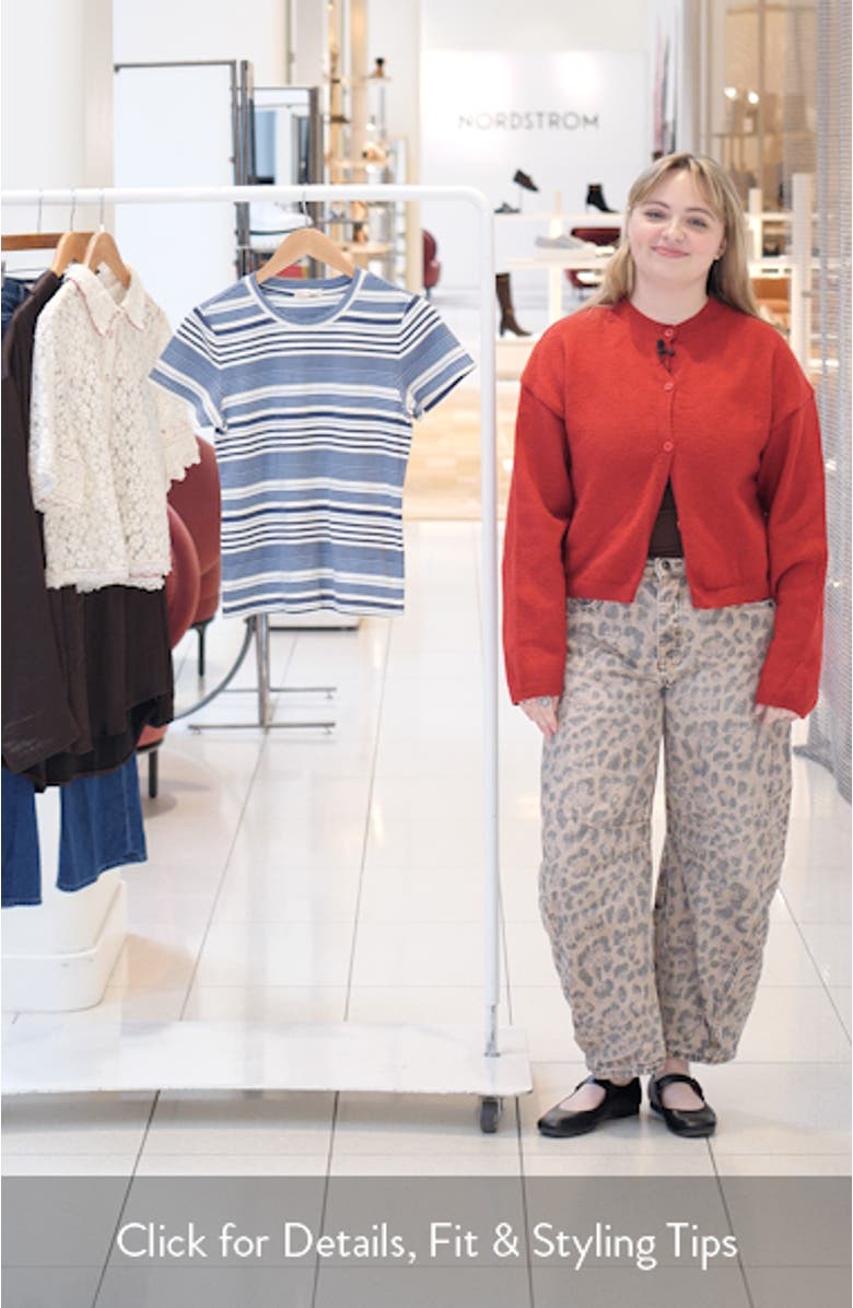 Lexi Rib Stripe Sun-In Crewneck T-Shirt, sales video thumbnail