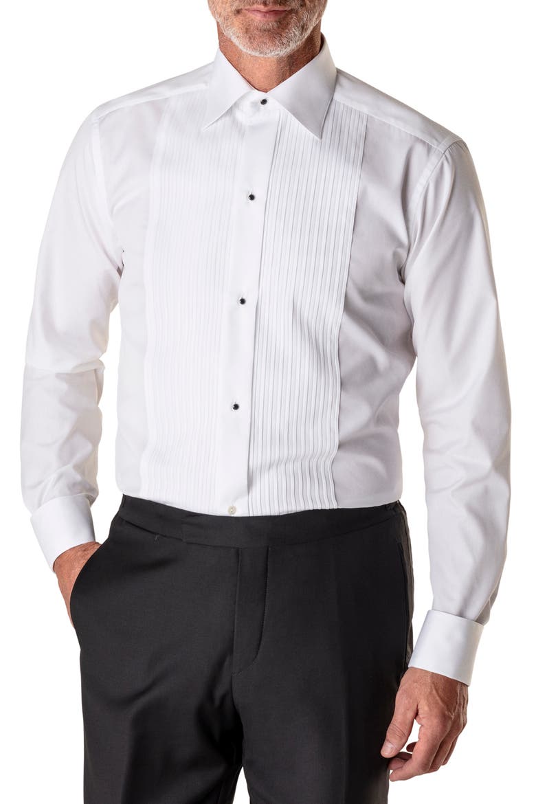 Slim Fit Pleated Bib Tuxedo Shirt, Main, color, WHITE