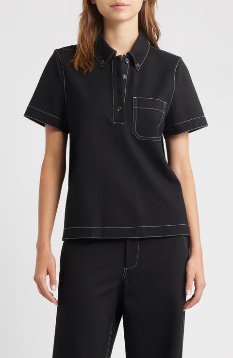 Irina Contrast Stitch Button-Down Polo