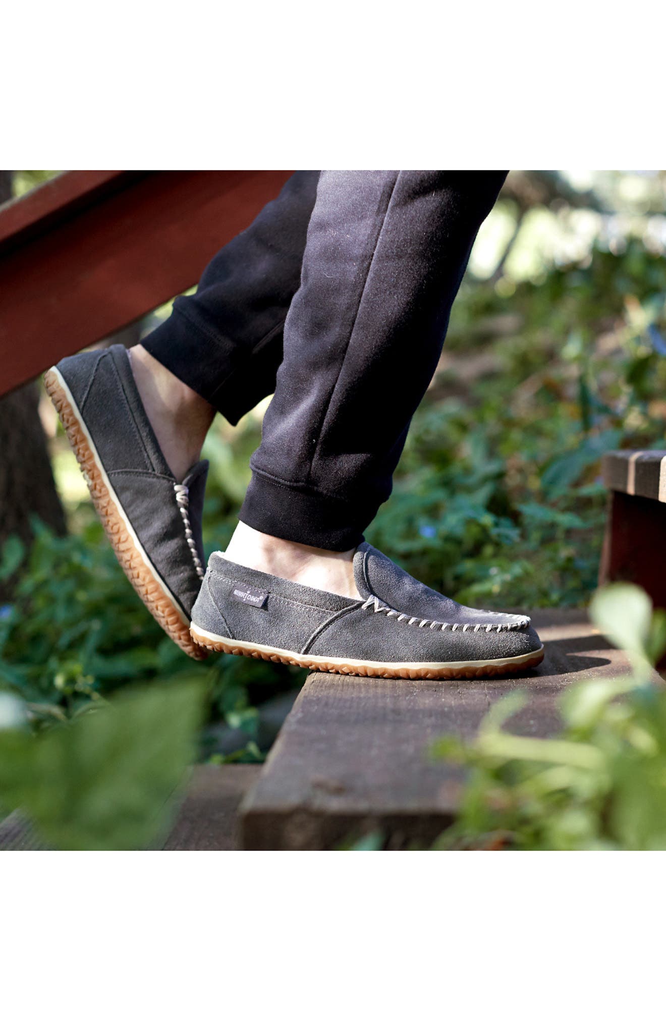 Minnetonka Tilden Faux Shearling Lined Slipper, Alternate, color, Grey