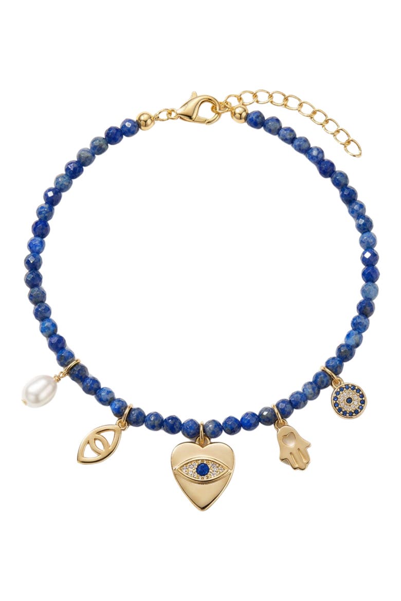 Spiritual Cultured Pearl Agate Bead Charm Bracelet, Main, color, GOLD
