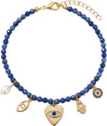 ARGENTO VIVO Spiritual Cultured Pearl Agate Bead Charm Bracelet