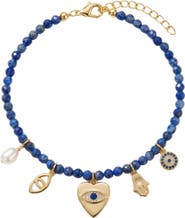 ARGENTO VIVO Spiritual Cultured Pearl Agate Bead Charm Bracelet