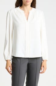 Gemma + Jane Pom Trim V Neck Blouse