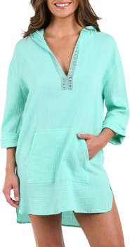 La Blanca Hooded Cotton Gauze Cover-Up Tunic