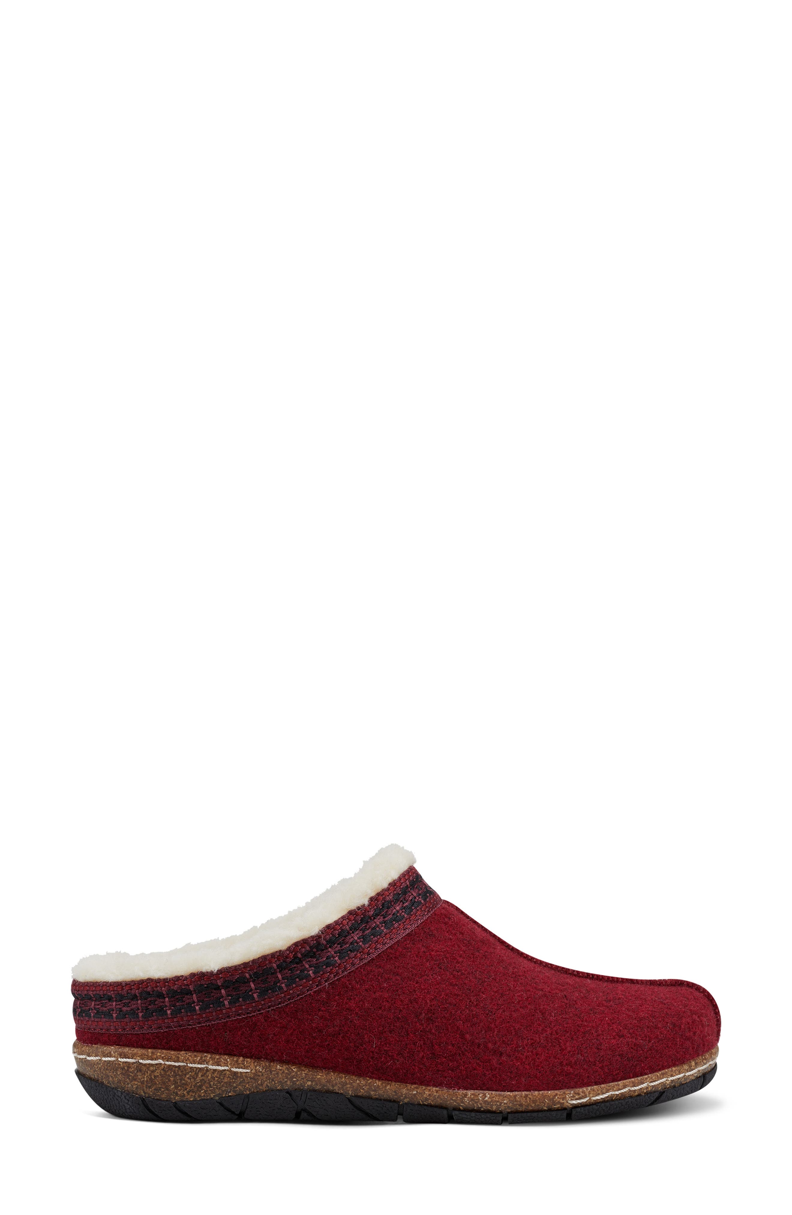 Elya Faux Fur Clog, Alternate, color, RED