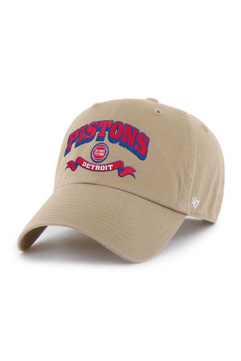 Men's '47  Khaki Detroit Pistons Fast Break Chase Region Clean Up Adjustable Hat, Main, color, Khaki