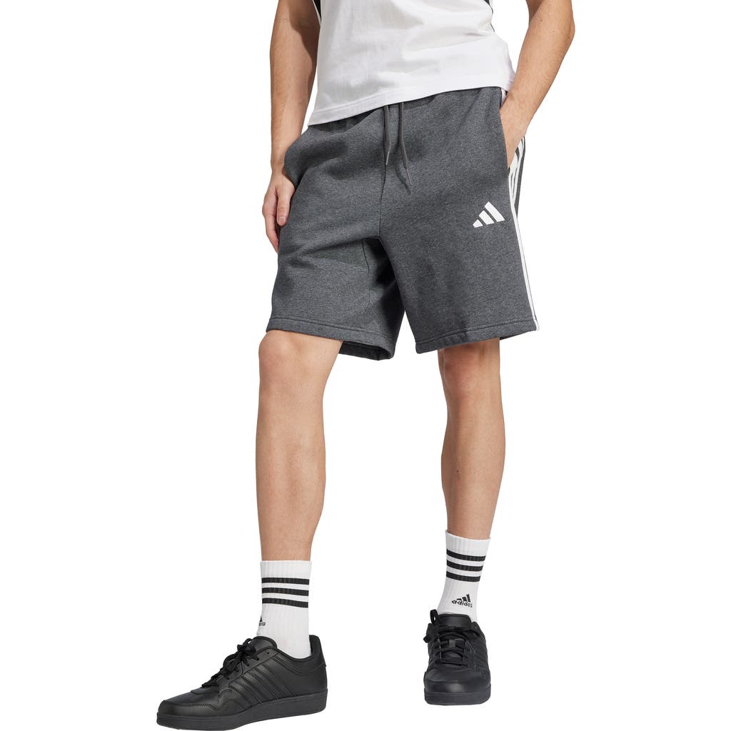 Adidas Originals Adidas Essential 3-stripes Fleece Shorts In Gray