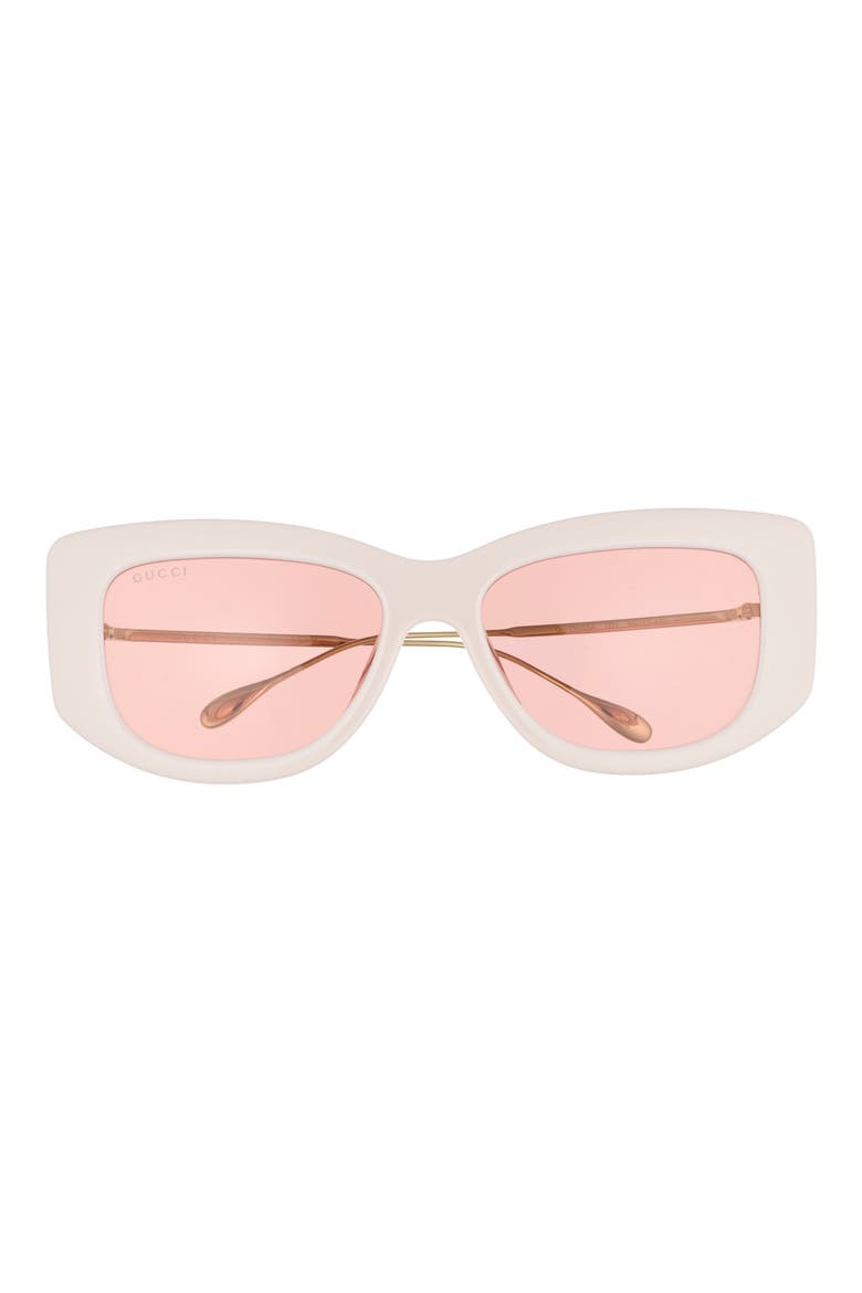 55mm Square Sunglasses, Main, color, IVORY GOLD RED