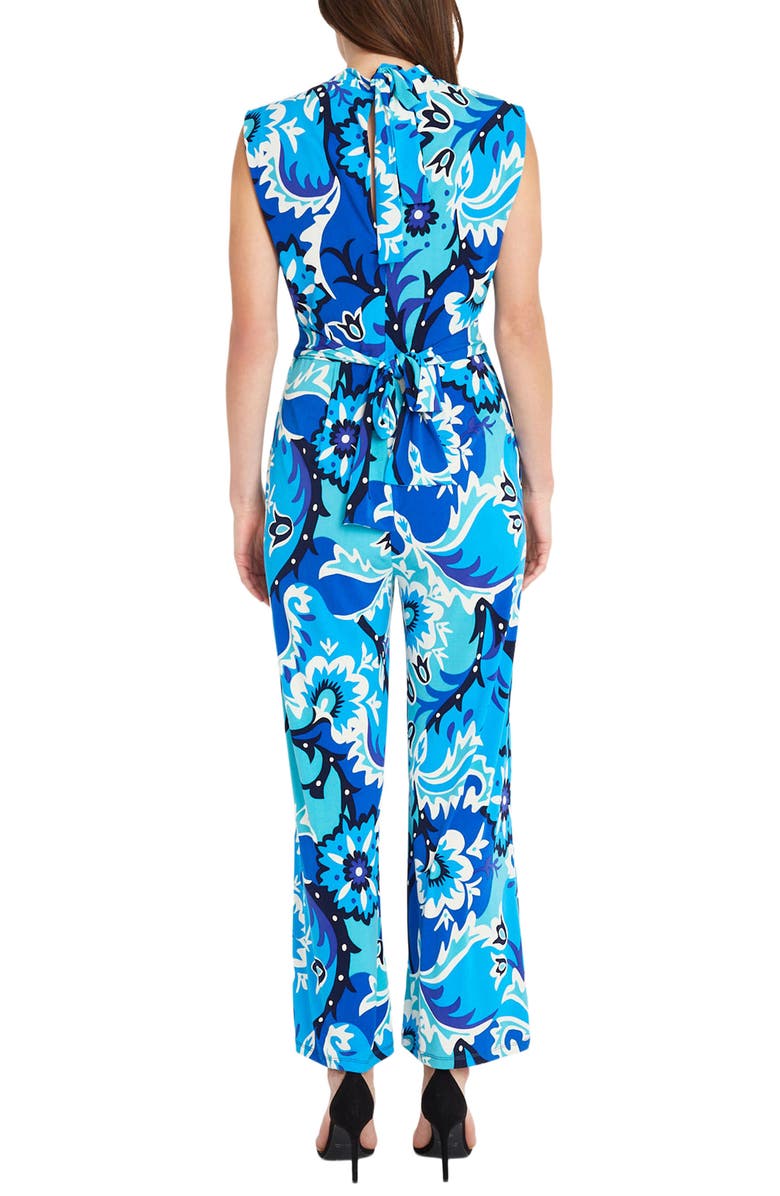 DONNA MORGAN FOR MAGGY Floral Sleeveless Jumpsuit, Alternate, color, Cream/ Blue