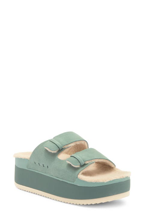 Ojai Ciara Faux Fur Lined Platform Slide Sandal (Women)