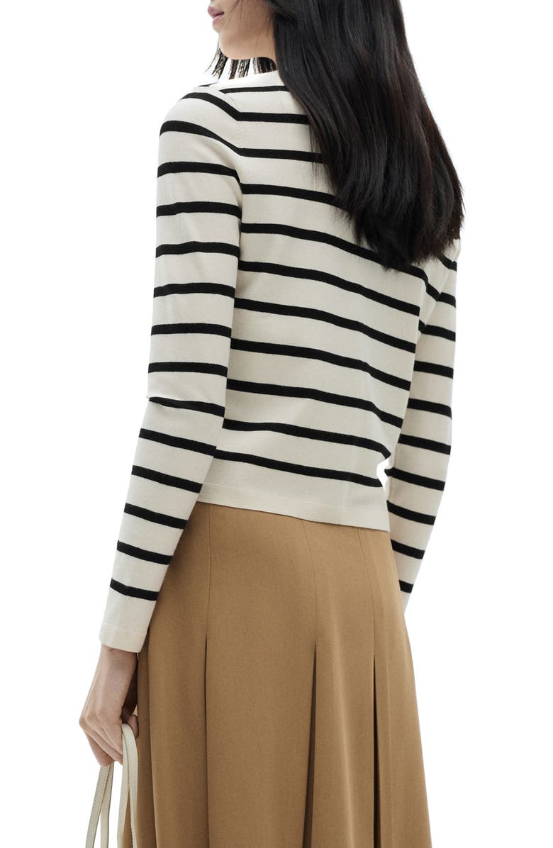MANGO Stripe Button Front Cardigan, Alternate, color, 