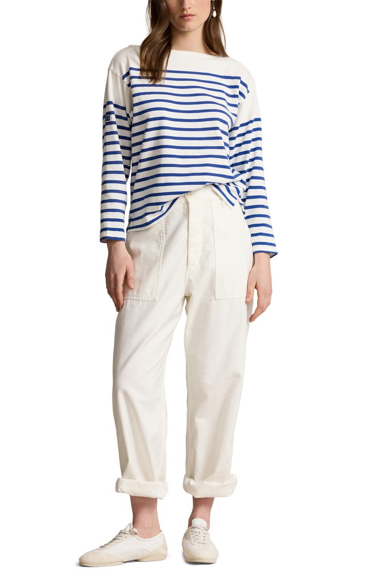 Polo Ralph Lauren Stripe Mariner Cotton T-Shirt, Alternate, color, Deckwash White/ Brill Sapphire