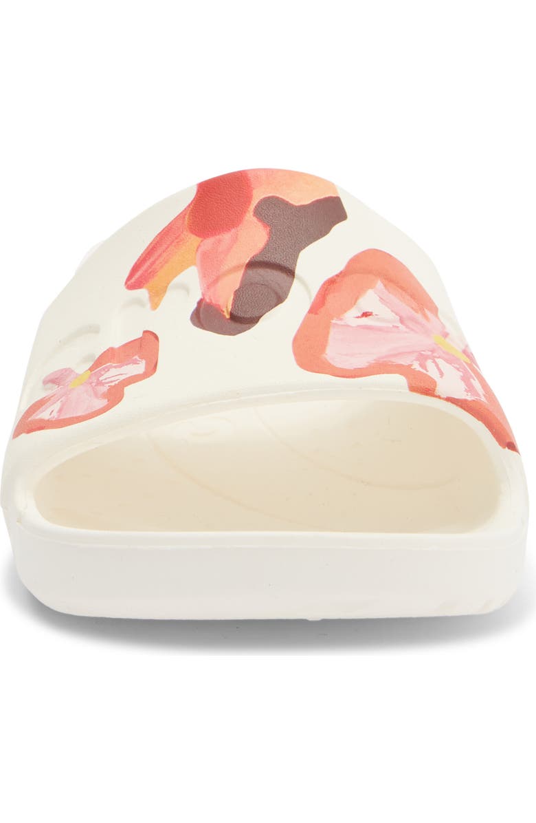 CROCS Painted Floral Slide Sandal, Alternate, color, Chalk