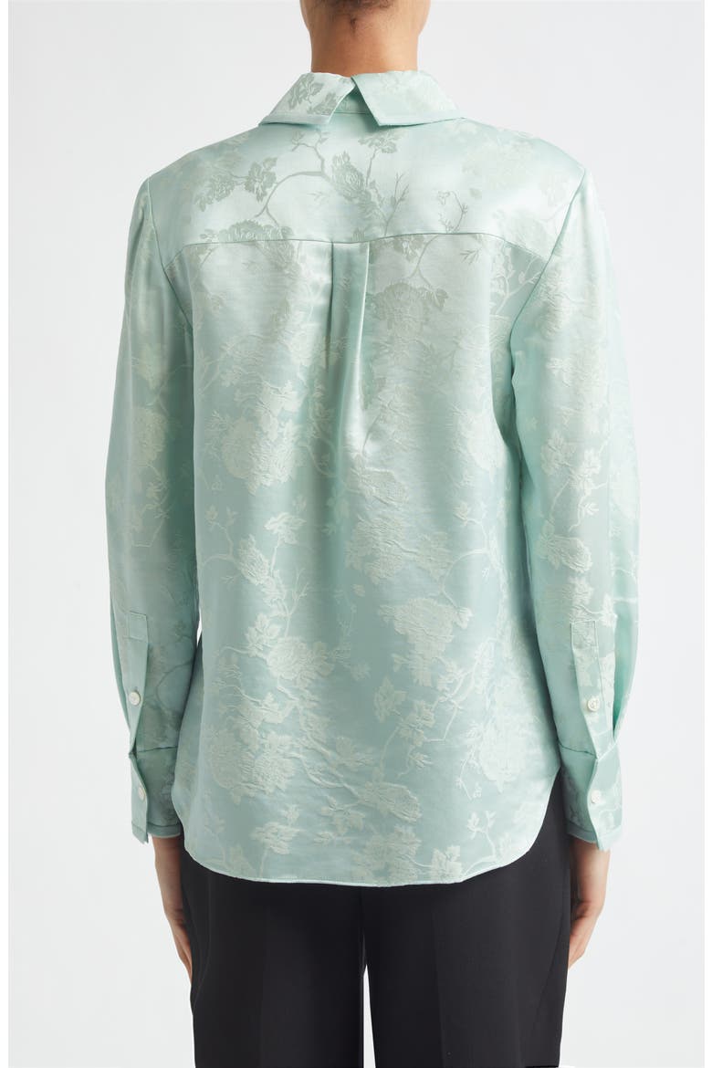 Floral Wool & Silk Satin Jacquard Button-Up Shirt, Alternate, color, LIGHT AQUA