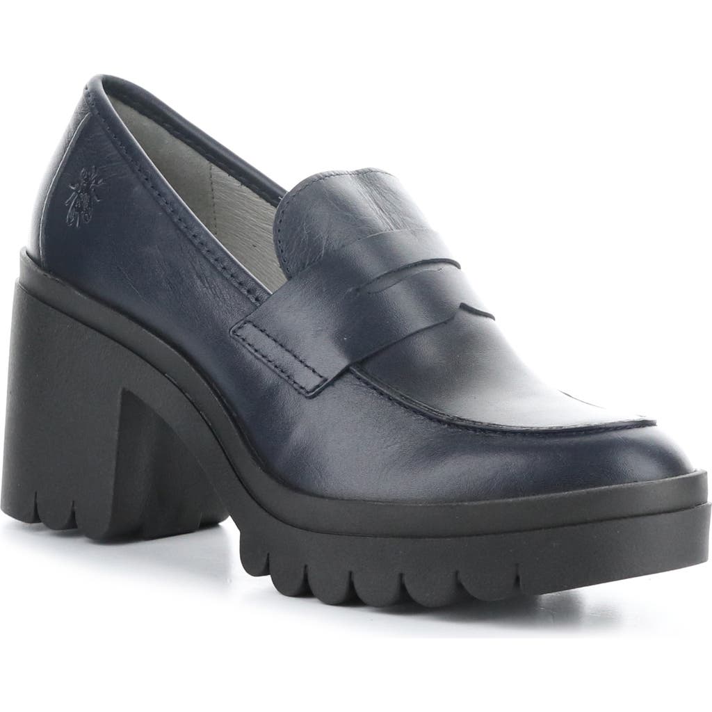 Fly London Toky Platform Penny Loafer In Black