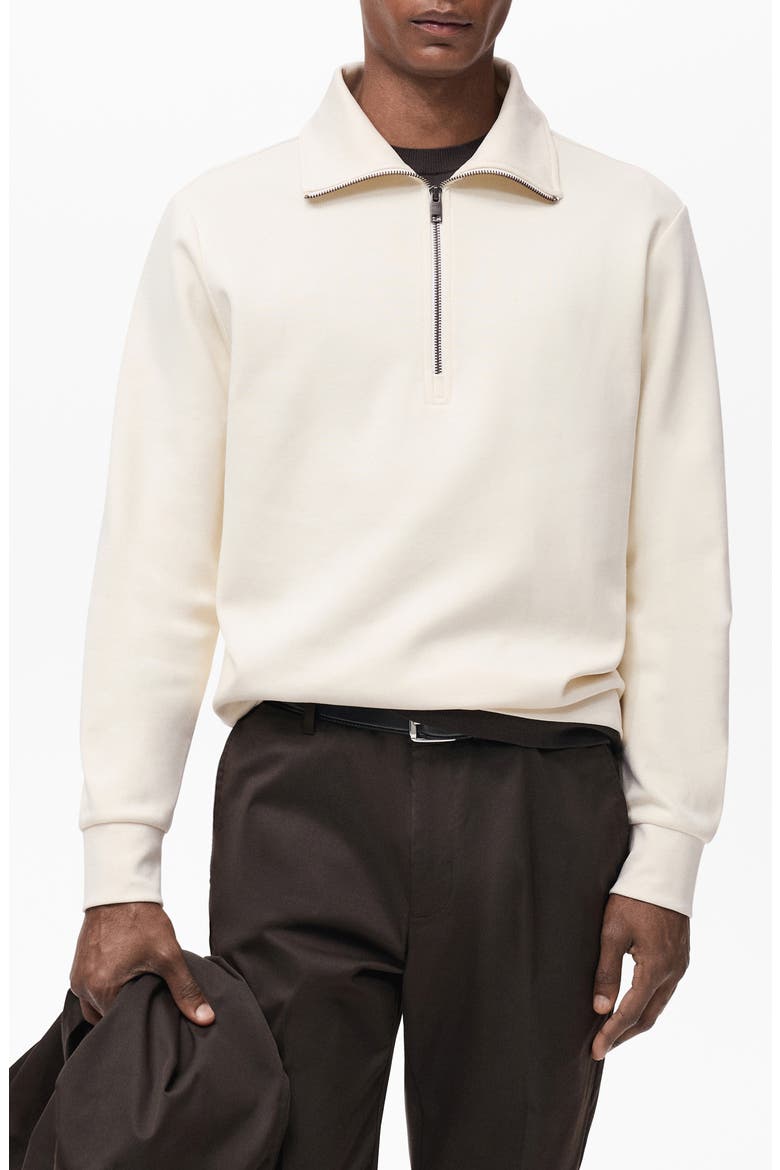 Cotton Blend Half Zip Sweatshirt, Main, color, OFF WHITE