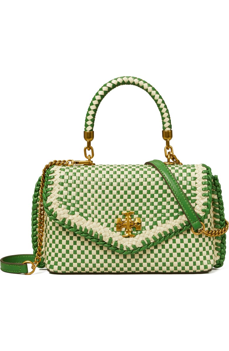 Tory Burch Mini Kira Woven Leather Top Handle Bag, Main, color,
