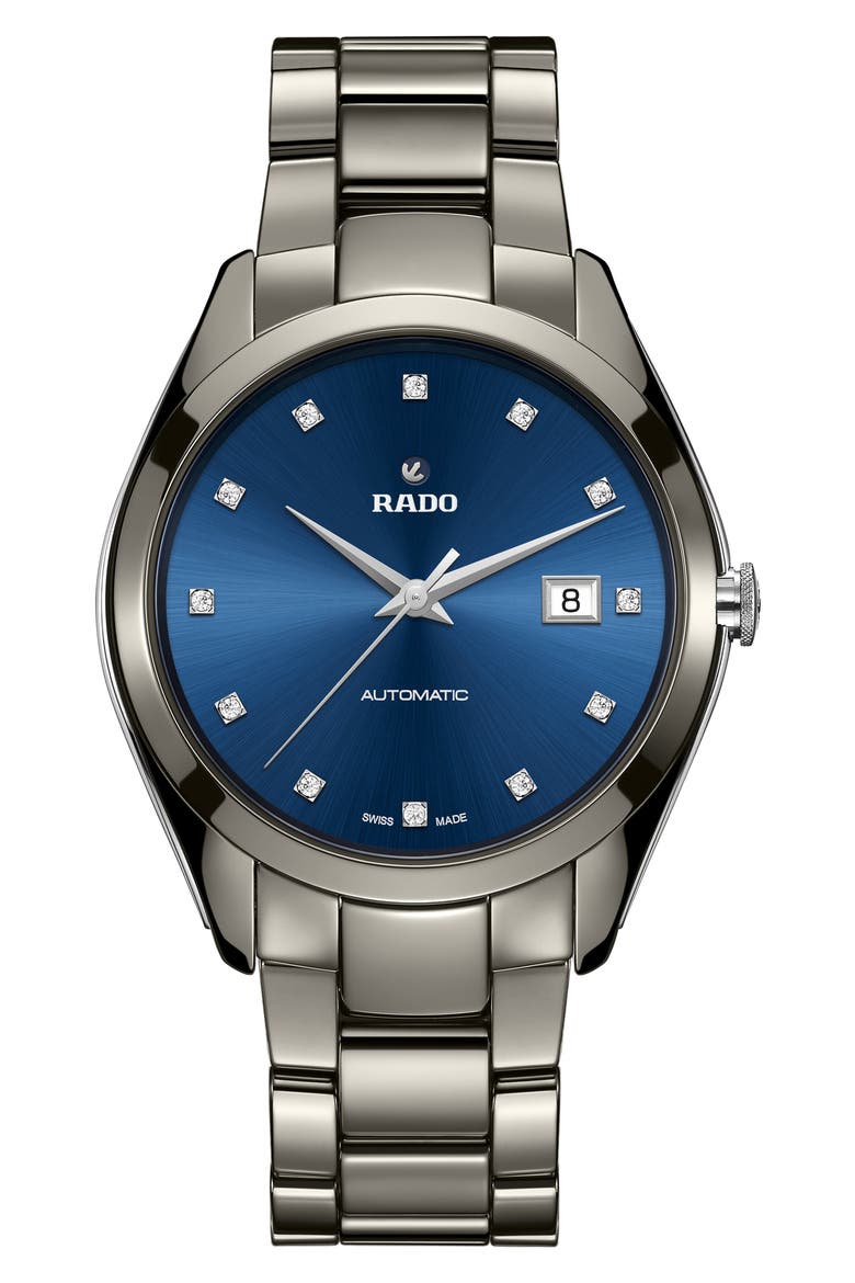 HyperChrome Automatic Diamond Ceramic Bracelet Watch, 42mm, Main, color, PLASMA/ BLUE/ PLASMA