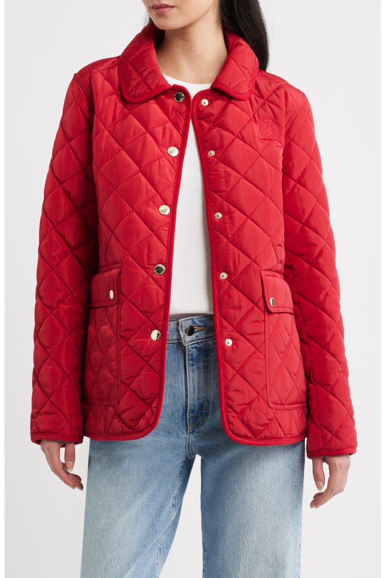 Diamond Quilted Snap Front Jacket, Main, color, CRIMSON