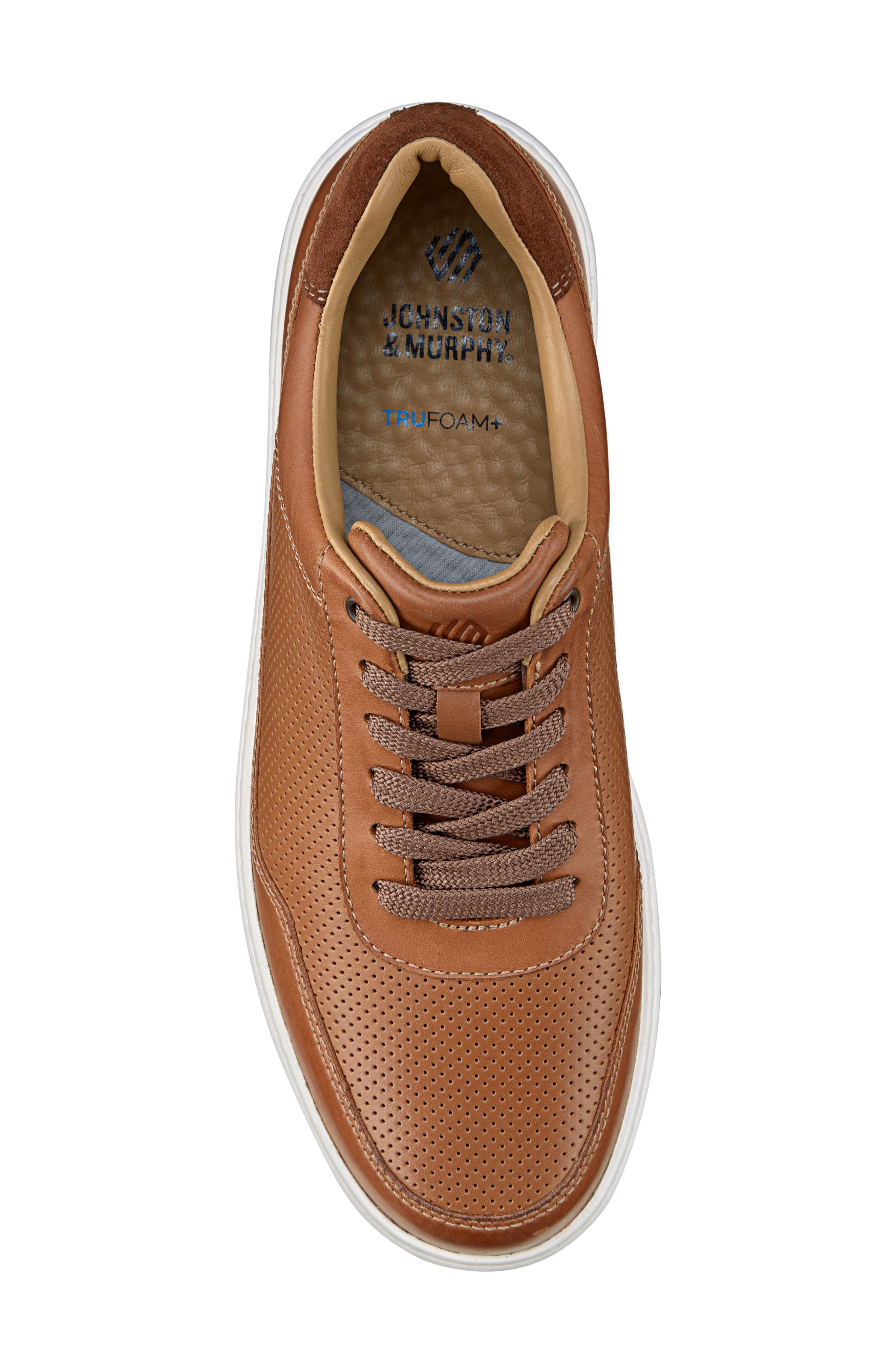 Dawson Perforated Leather Sneaker, Alternate, color, TAN FULL GRAIN