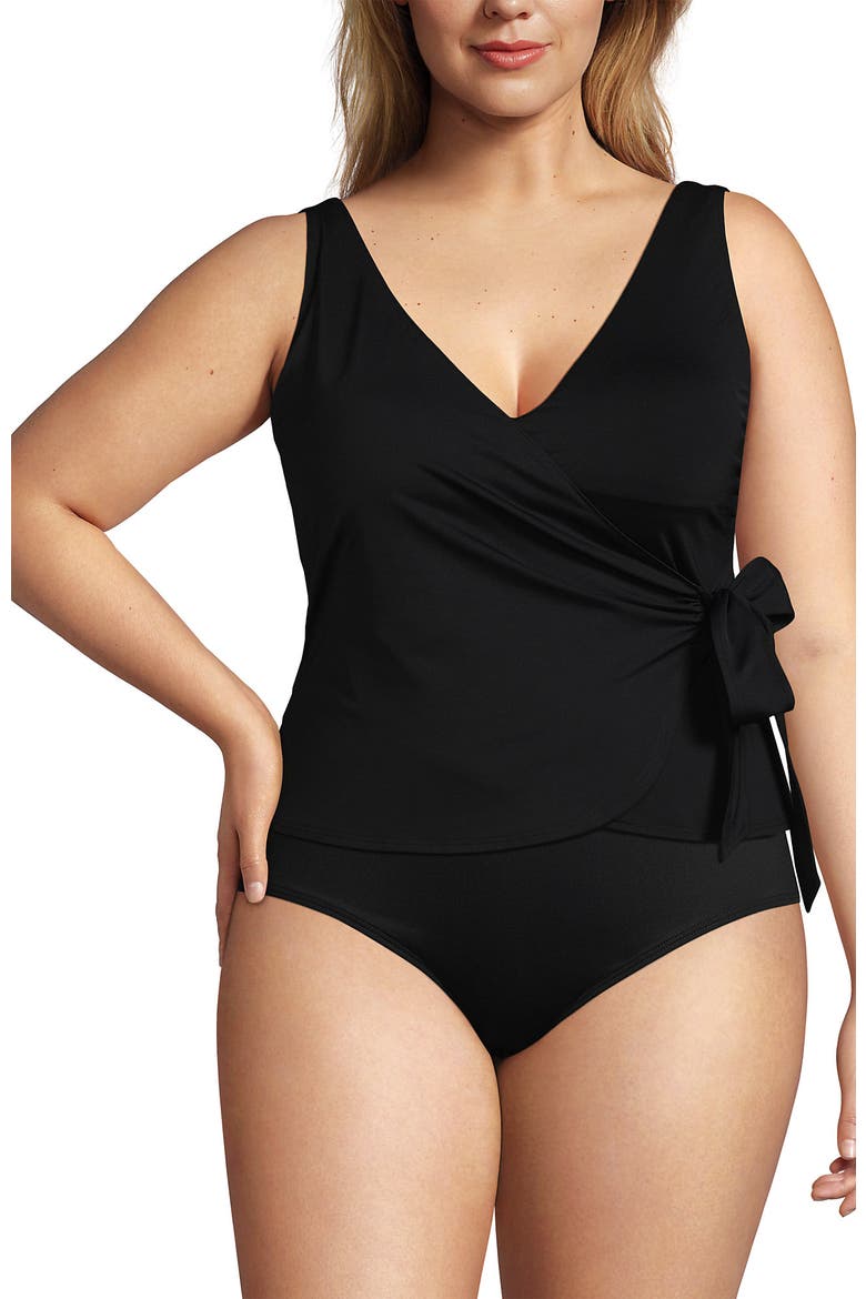 Plus Size DD-Cup Side Tie Tankini Top, Alternate, color, Black