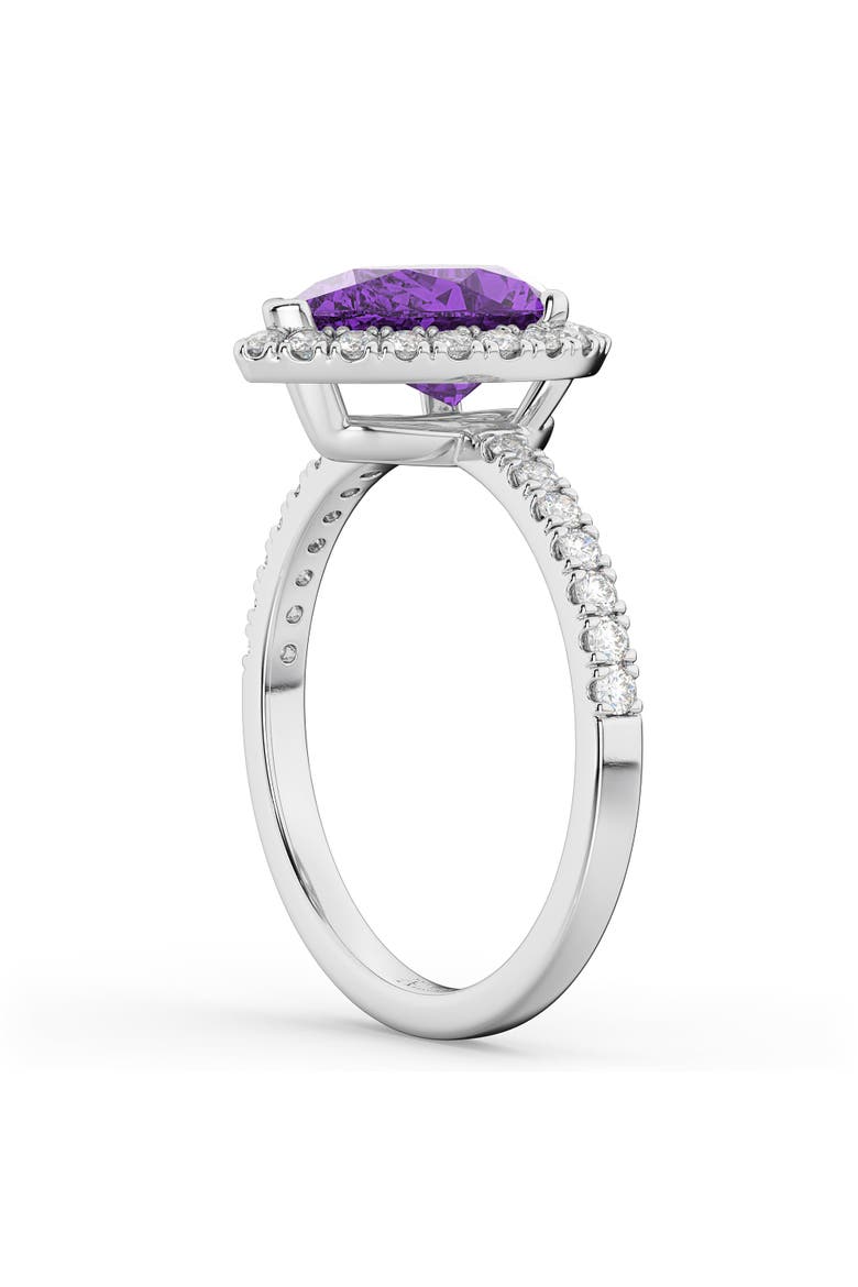 Pear Cut Halo Amethyst & Diamond Engagement Ring 14K, Alternate, color, 2.21ct/White Gold