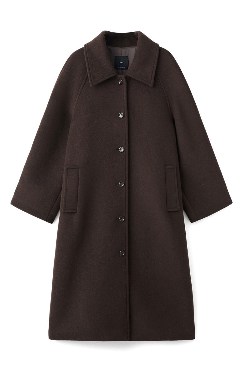 MANGO Selection Oversize Raglan Wool Blend Coat, Main, color, Coffee