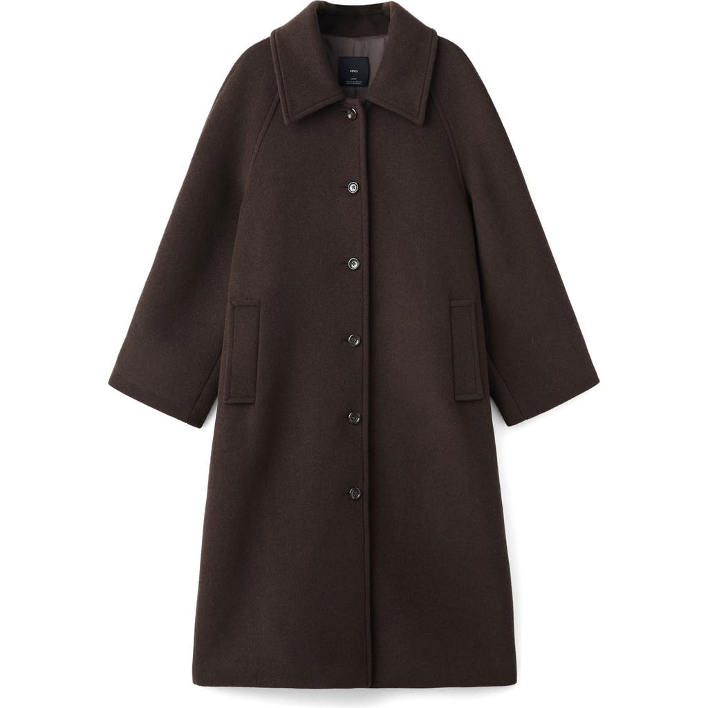 Mango Selection Oversize Raglan Wool Blend Coat In Brown