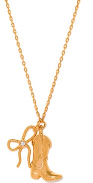 Girls Crew Cowboy Boot & Bow Pendant Necklace