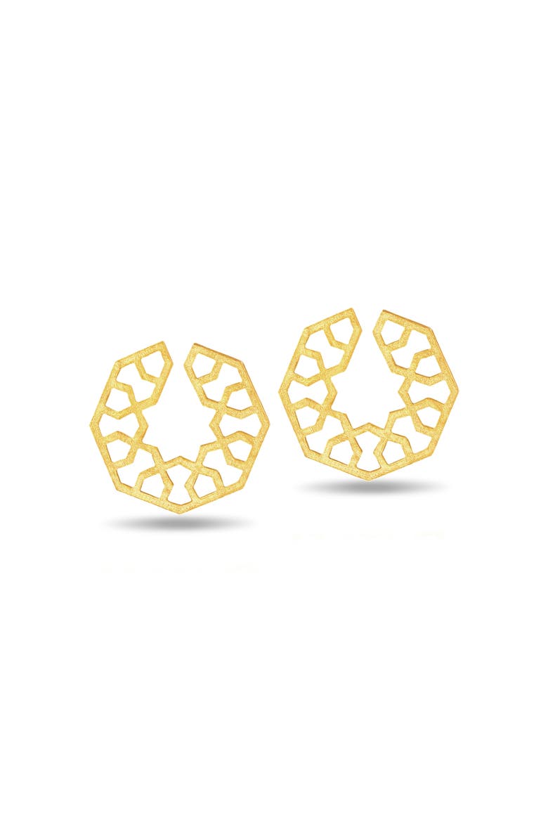 Girih Hoop Earrings, Main, color, Gold