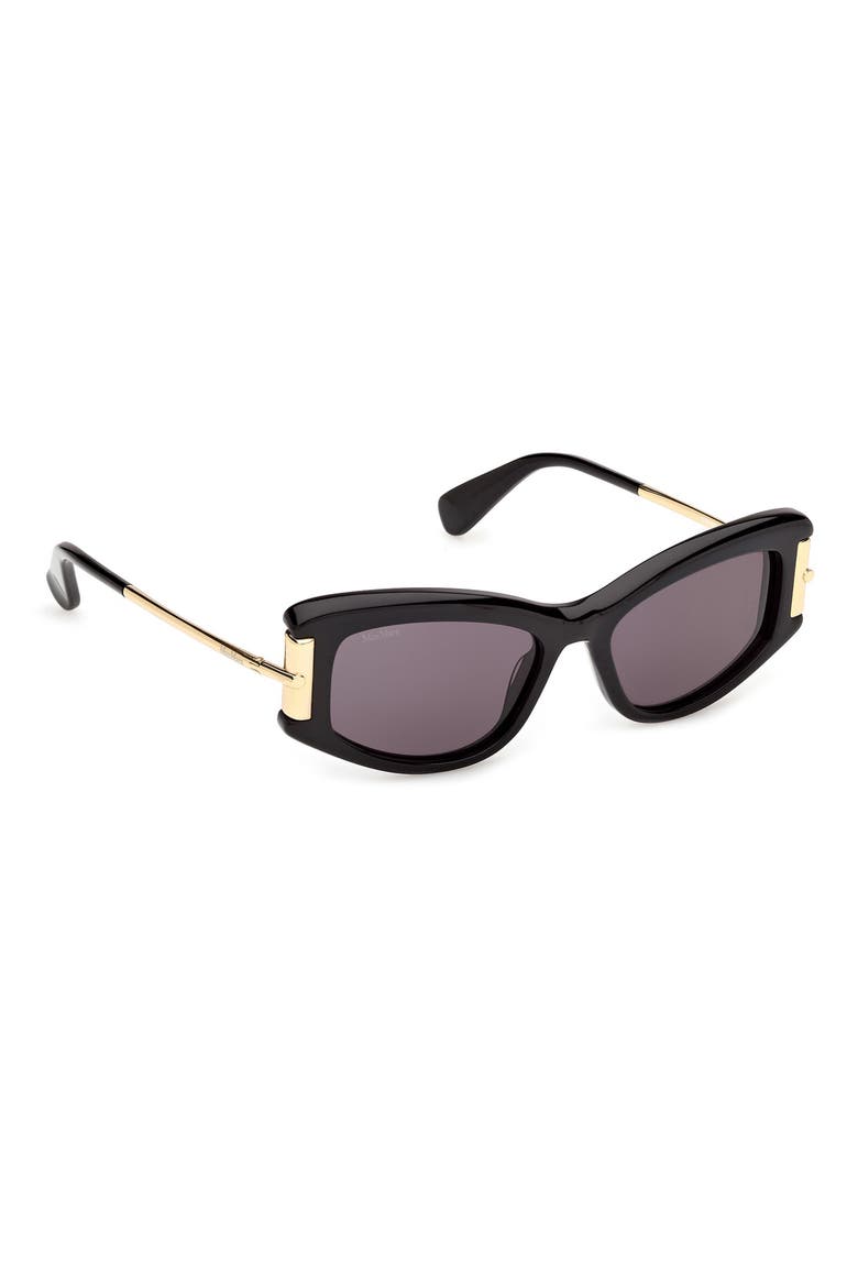 52mm Cat Eye Sunglasses, Alternate, color, SHINY BLACK DEEP GOLD / SMOKE