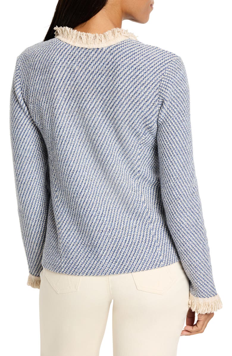 NIC+ZOE Neutral Fringe Trim Knit Jacket, Alternate, color, Blue Multi