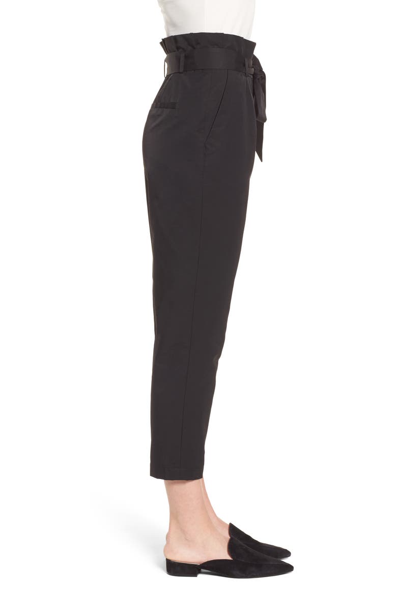 Paperbag Tie Waist Pants, Alternate, color, BLACK