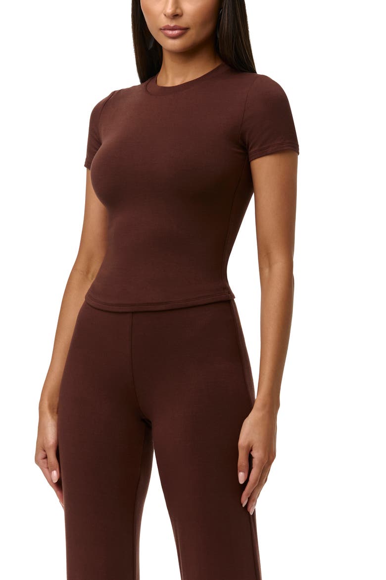 Smooth Short Sleeve Top, Alternate, color, CHOCOLATE