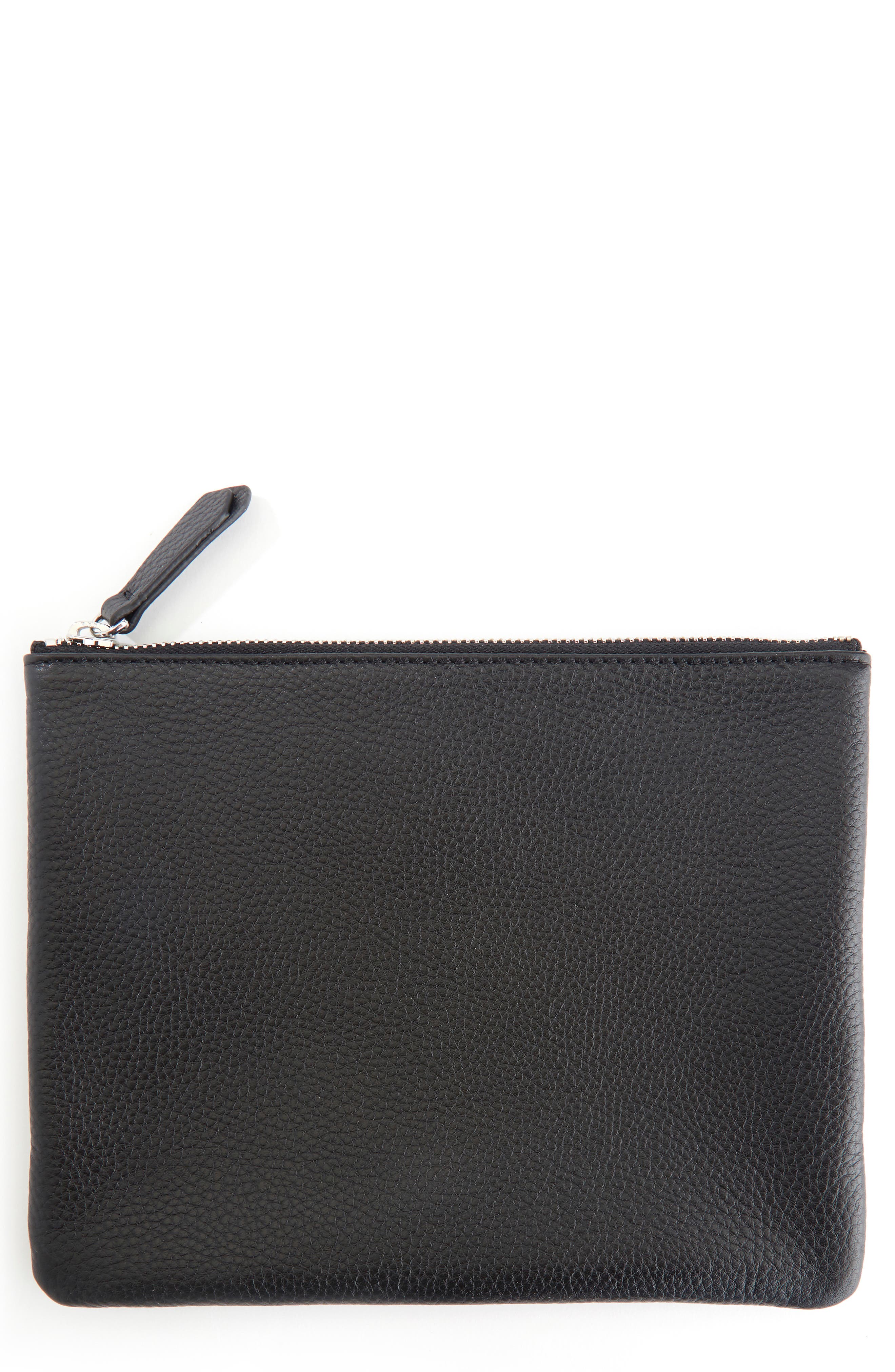 ROYCE New York Leather Travel Pouch, Main, color, Black